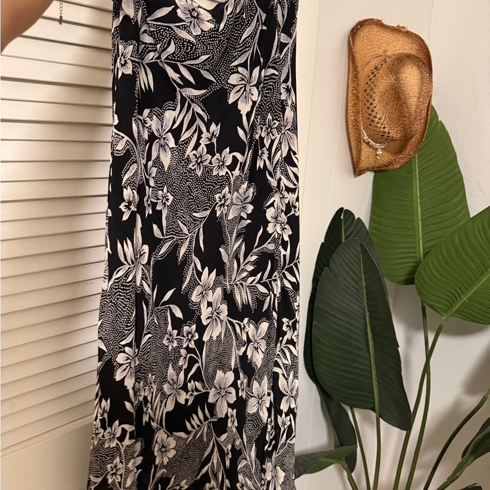 Floral Black and White Maxi Skirt